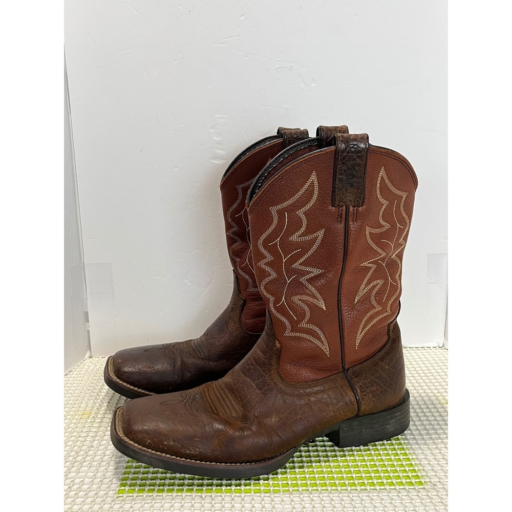Justin Western Cowboy Boots Men's size 10D Brown Leather Square Toe Style 7222